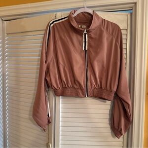 Love Tree Dusty Pink Bomber Jacket with Stripe